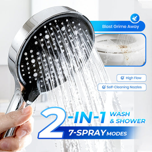 🚿¡AHORA CON UN 50 % DE DESCUENTO! Cabezal de ducha tipo lluvia ajustable de alta presión, cabezal de ducha de mano 2 en 1 (lavado y ducha) con 7 modos de chorro, boquillas autolimpiables y rociador de baño de alto caudal
