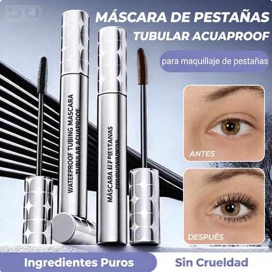 🎉 2 POR 1 – Duo de Máscara de Pestañas Tipo Tubing, Negro y Marrón, Volumen y Largo Intenso sin Manchas ✨👁️
