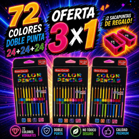 🖍️🌈 Lápices bicolor 3 en 1 – 12 piezas, 24 colores – creatividad sin límites! 💪