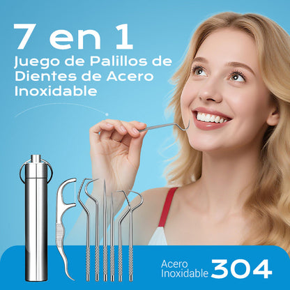 🔥Juego de palillos de dientes de acero inoxidable 7pcs