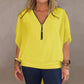 Casual top i chiffon med lynlås i halsen til kvinder