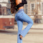 Højtaljet stretch flared jeans