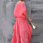 Loose Top & Slit Wide-Leg Pants Chiffon 2-delt sæt