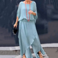 Loose Top & Slit Wide-Leg Pants Chiffon 2-delt sæt