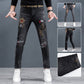 Herre Slim Fit Jeans med Lige Ben og Print