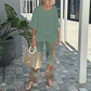 💃✨Conjunto de dos piezas para mujer: Pantalón estampado & top con escote redondo.