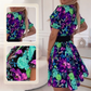 Vestido Mini para Mujer con Escote en V y Estampado Floral