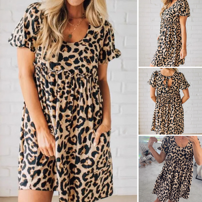 Vestido Mini Casual para Mujer con Estampado de Leopardo