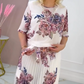 Vestido Plisado con Estampado Floral y Cuello Redondo para Mujer
