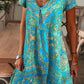 Vestido Largo Elegante de Mujer con Estampado Floral y Escote en V