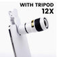 Lente Telefoto para Teléfono 12X/8X con Tripié
