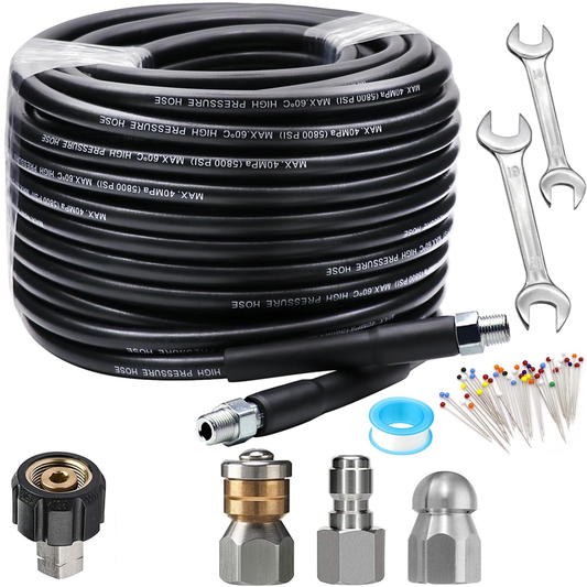 💦 ¡50% DE DESCUENTO! 🚿 Kit de Limpieza para Alcantarillado 5800 PSI - Boquilla Rotativa y Manguera Reforzada para Desatascar Tuberías 🛠️✨ - Envío gratuito