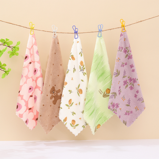 🔥 ¡50 % DE DESCUENTO EN EL PRODUCTO MÁS VENDIDO! ✨ 5 paños de cocina de franela coral: paños de limpieza superabsorbentes y de secado rápido para uso doméstico y en la cocina 🍽️🧽