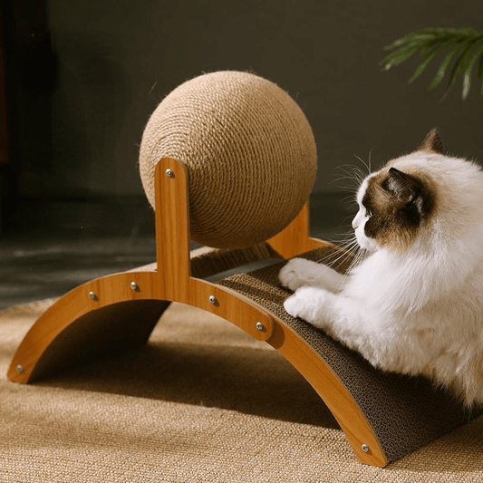 🐱 ¡50% DE DESCUENTO AHORA! 💖 Bola Rascadora de Sisal Natural para Gatos con Almohadilla de Cartón – Duradera, Satisface el Rascado y Protege los Muebles 🧶