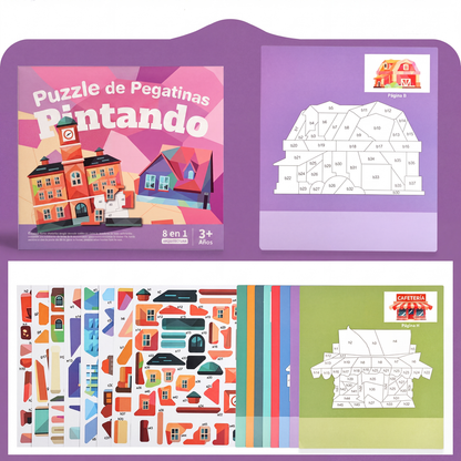 Libro de actividades con pegatinas geométricas para niños