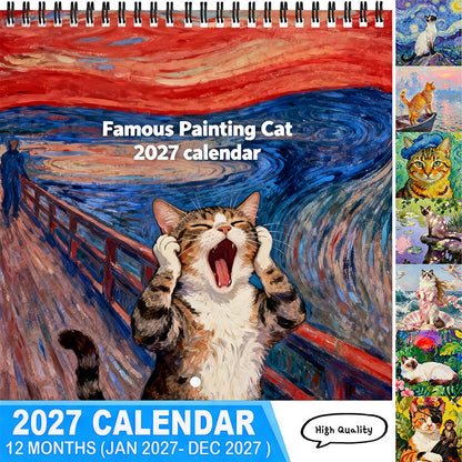 ⏳ 50% dto. – ¡oferta limitada! Calendario 2027 de memes de gatos – ilustraciones divertidas, organizador mensual. Perfecto para regalar y decorar! 🐱📅