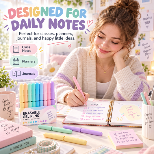 🖊️ 50% dto. Bolígrafos de tinta borrable – 8 colores vivos, escritura fluida y diseño giratorio. Con caja organizadora, perfectos para notas y diarios! ✨🌈