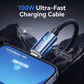 ⚡ 50% dto. Cable de carga ultrarrápido de 100W – corte automático de corriente, chip E-Marker y nailon trenzado. Universal y duradero! ✨🔋