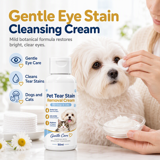 🐾 50% dto. Crema limpiadora suave para manchas de lágrimas en mascotas – calma la piel delicada y elimina residuos. Con extractos vegetales y 50 ml! ✨💧