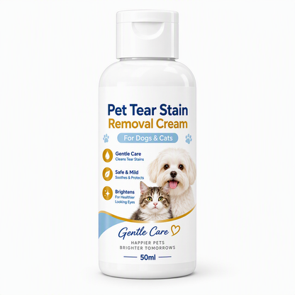 🐾 50% dto. Crema limpiadora suave para manchas de lágrimas en mascotas – calma la piel delicada y elimina residuos. Con extractos vegetales y 50 ml! ✨💧