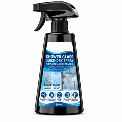 Spray para secar rápidamente el vidrio de la regadera con toalla